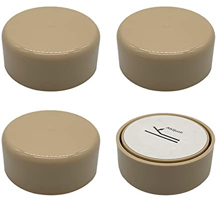 Diforma Lot de 4 pieds de meubles réglables en hauteur, ronds Ø 55 mm, matériau plastique, installation par autocollant (4, beige)