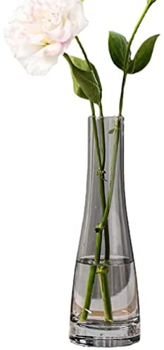 Bamboopack Hand-Made Blown Art Bud Glass Vase Clear Flower Bud Vase Single Stem Vases Decorative Glass Vase Bottles Centerpiece for Wedding Party Home and Office Décor(Grey), M (WTTC97768)