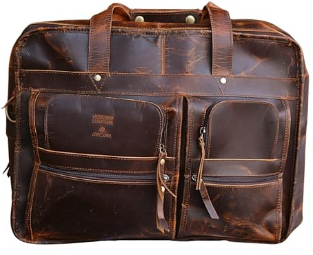 Hulara_ Aktentasche aus Leder, 17 Zoll, Laptop-Umhängetasche für Männer und Frauen, Computertaschen mit Umhängetaschen im Vintage-Look, Umhängetaschen für Geschäft/Reise/Büro/Schule