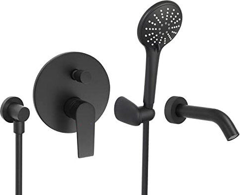 Welfenstein Unterputz-Set WBK21W für Badewannen schwarz matt