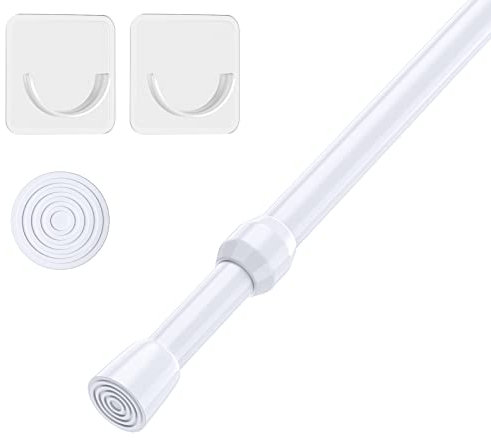AIZESI 1 Stück gardinenstange ohne bohren 68-100cm,5/8 Durchmesser, teleskopstange vorhang, weiß gardinenstange zum klemmen - Teleskopstange, Duschstange & Kleiderstange