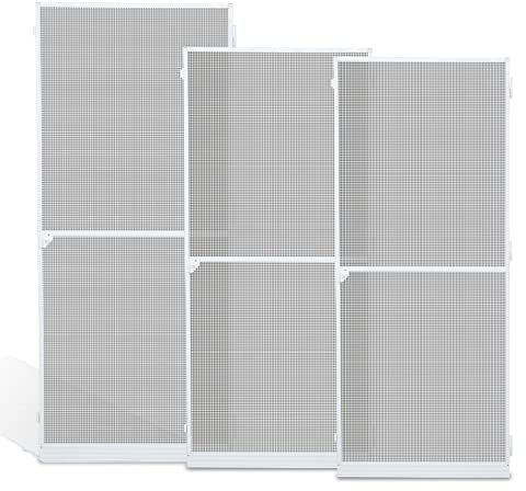 Yakimz Insektenschutz Fliegengitter Tür mit Alu Rahmen, 120x240CM Insektenschutztür Insect Screen Für Wohnzimmer Balkontür Weiß