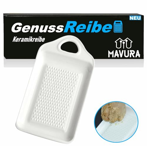 MAVURA GenussReibe Keramik Reibe Keramikreibe zum Reiben von Ingwer, (Kurkuma Muskat Knoblauch Käse Nüsse Parmesan), Schokolade Meerrettich Wasabi Zwiebel Äpfel Möhren u.v.m.