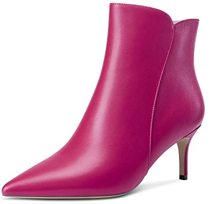 Aachcol Donna Stivaletti Chiusa a Punta Slip-on Spillo Medio Tacco Heel Matte Cerniera Rosso d 6 CM 39 EU