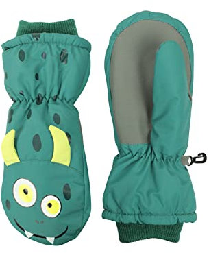 Mountain Warehouse Critter Kids Ski Mittens - Improved Grip, Water-resistant & Snowproof Mitts, Boys & Girls - Best for Autumn Winter, Hiking, Daily Use & Outdoors Green L