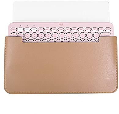 Hosoncovy Funda de transporte de teclado portátil de cuero PU Bolsa de almacenamiento Funda protectora a prueba de polvo para Logitech K380 Teclado Bluetooth multidispositivo (caqui)