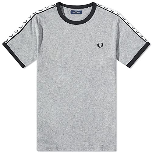 Fred Perry Taped Ringer T-Shirt Schneeweiß, grau, XXL