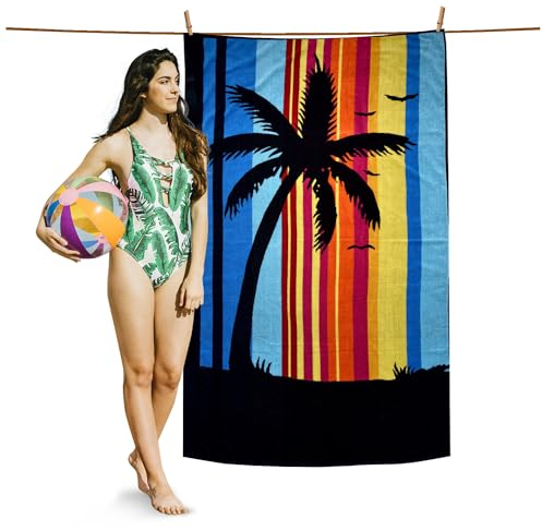GC GAVENO CAVAILIA Strandtuch, 500 g/m², extra großes Strandtuch, 100 x 180 cm, sandfrei, schnell trocknend, leicht, Yoga- und Schwimmhandtuch
