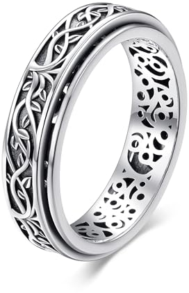 Spinner Fidget Ring Silber 925 Baum des Lebens Fidget Ring Anxiety Spinner Rings Lebensbaum Schmuck Geschenke Damen Herren