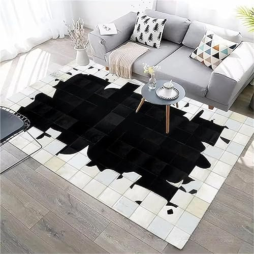 Kunsen Wohnzimmer Bettumrandung Teppich Teppich Salon Schwarz Einfaches Geometrisches Muster Bodenbelag Langlebig 160X230Cm Teppich Vorzimmer Schwarz