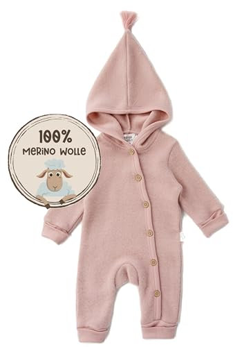MIRARI Kids ® Wollfleece Anzug aus MerinoWolle mit Knöpfen und Kapuze