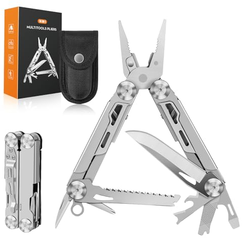 Rolgno Multitool, Geschenke für Männer, 14 in 1 Faltbares Edelstahl Multitool Werkzeug mit Zange, Messer, Säge, Schraubendreher, Multitools mit Nylontasche, Gadget für Camping, Reparatur, Wandern