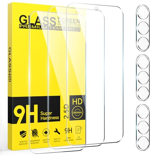 Niphabe 3 Pièces Verre Trempé pour Samsung Galaxy A35 5G avec 3 Pièces Caméra Arrière Protecteur, Ultra Résistant Film Protection écran, Sans Bulles Film Protection écran avec A35 5G 6.6