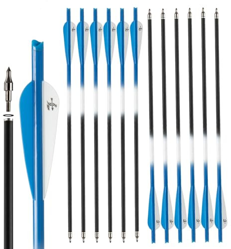 S F Armbrustbolzen, Armbrustpfeile 16 Zoll aus Carbon für die Jagd und Zielübungen (Blau,12er-Pack)