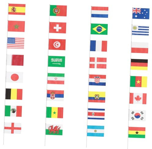 32 Stück Stabflaggen Der Länderwelt 127 X 178 Cm Banner Internationale Stabflaggen Mini-Stabflagge Internationale Flagge Wimpelkette Dekoration Thematische