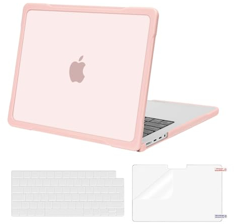 MOSISO Compatible with MacBook Pro 14 inch Case 2025 2024 2023-2021 M4 M3 M2 M1 A3112 A3185 A3401 A2918 A2992 A2779 A2442,Soft TPU Bumper Anti-scratch Hard Shell&KeyboardCover&ScreenFilm, Pink