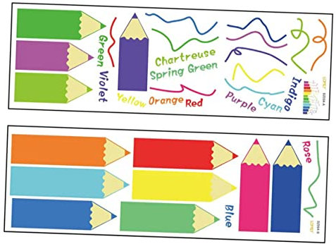 BESTonZON 2blätter Wandaufkleber Für Kinderzimmer Mit Bleistiftmuster Dekorativer Aufkleber Aus PVC-Material Einfach Anzubringen Und Abzunehmen Für Babyzimmer Und Spielzimmer Geeignet