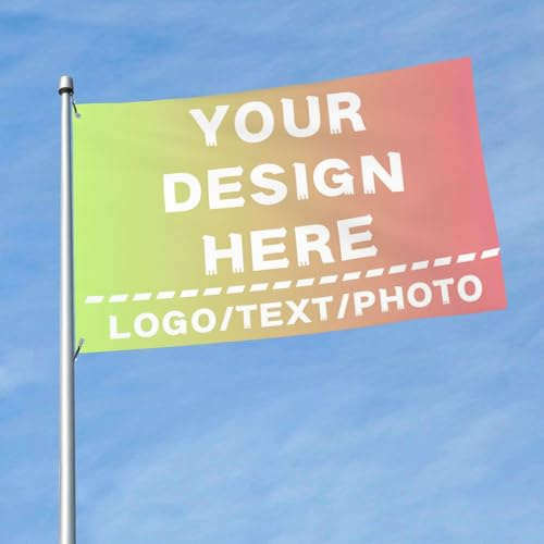PRFELMG Drapeau personnalisé 2x3 Ft, Bannière pour Jardin et Événements Extérieurs - Ajoutez votre Photo/Logo/Texte pour une Drapeau personnalisés, Simple Face