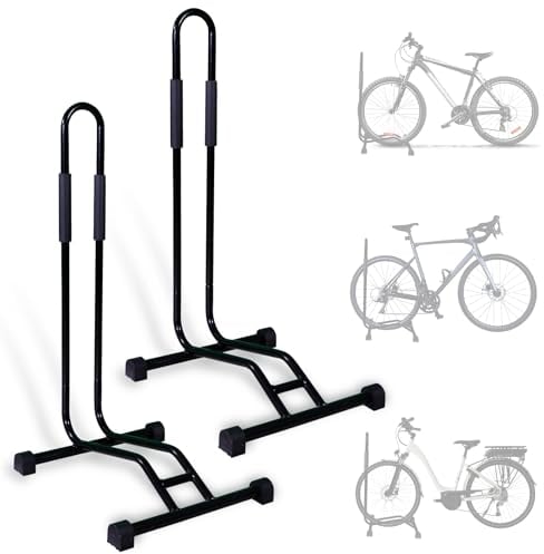 CCLIFE Fahrradständer Boden Radständer für 29 zoll Fahrrad mit Reifenbreiten bis 65 mm Eisen Fahrradhalter 42,7x39,5x80 cm