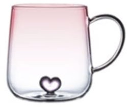 SUREK Exquisit Kreative Glastasse mit Farbverlauf, niedliche herzförmige Milchtasse, Kaffeegläser, hitzebeständige Trinkbecher, Saft-Teebecher, 400 ml praktisch