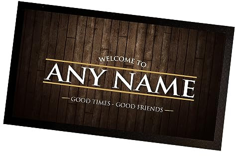 BW101 Barmatte, personalisierbar, mit Ihrem Namen Bar, Holz-Effekt