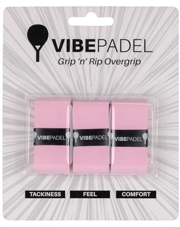 VIBEPADEL Grip 'n' Rip - Overgrip de pádel Antideslizante para Palas de pádel, Pickleball, Squash, bádminton, Paquete de 3, (Paquete Rosa) - Accesorio Ideal para Raqueta de pádel y