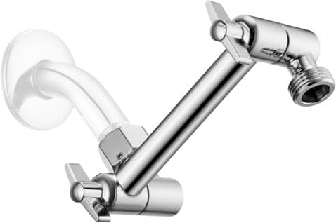 5 Inch Adjustable Shower Head Extension Arm With Locking Set Screw, Singing Rain Brass Chrome Angle Height Adjustable, Easy To Install, G1/2 Universal Connector Compatible (Chrome Finish)