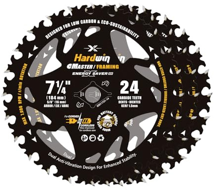 HARDWIN 7-1/4 Circular Saw Blades, 3pc 24T Carbide, Lightweight for Wood