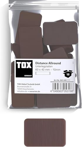 TOX Distance Allround Unterlegplatten M, Ausgleichsplatten aus Kunststoff, belastbar bis 5 Tonnen, Polypropylen, 60 x 40 x 10 mm, 1 Beutel, 15 Stk., 065600111
