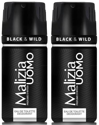 Malizia Uomo Parfum d'Intesa Deodorant Spray 150 ml – Eau de Toilette für Herren, intensiver und langanhaltender Duft, Frische für den ganzen Tag (Black&Wild 2 Einheiten)