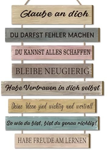 CHDITB Insirierende Wanddeko Wandbild,Schild Mit Spruch,Motivierende Familienregeln Lebenseinstellung,Bilder mit Sprüchen,Plankenschild Familienschild,Jugendweihe Deko Mädchen Jungen