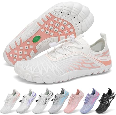 SAGUARO Barefoot Zapatillas Mujer Escarpines de Agua Secado Rápido Zapatos Minimalistas Ligeras Calzado Descalzos con Puntera Ancha, Naranja, 41 EU