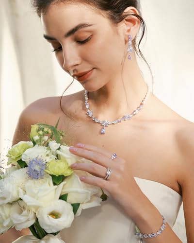 FANCIME Wisteria Glyzinie Tennisarmbänder aus Sterlingsilber mit weißvergoldetem violettem Simulierten Diamanten Armband Geburtstag Muttertag Hochzeit Edler Schmuck Geschenke für Sie Frauen Mama Damen