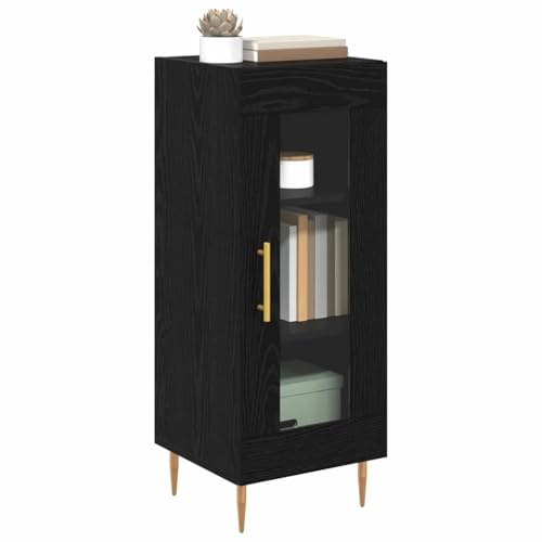 vidaXL Sideboard Black oak 34 x 34.5 x 90 cm Engineered wood, Living Room Storage, Modern Rectangular Sideboard, Functional Furniture, Contemporary Cabinet, Minimalist Organizer