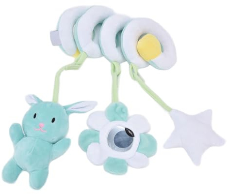 ciciglow Jouets de Poussette d'animal en Peluche pour bébé, Jouets Suspendus d'activité en Spirale, Jouets de Poussette de Berceau de Cloche de Sonnerie, Jouet Sensoriel de Poussette ou de (Green)