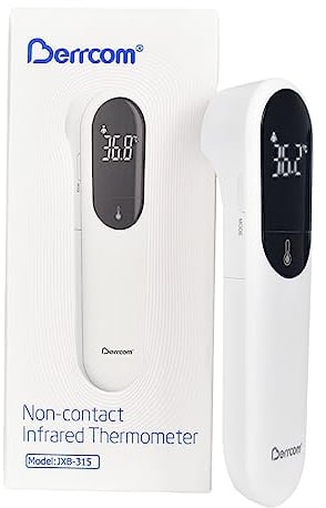 Berrcom Fieberthermometer Kontaktlos Infrarot Stirnthermometer mit Neue Dual-Sonden-Technologie Fieberthermometer für Kinder und Erwachsene sofort Ablesung, Fieberalarm, LED Anzeige, °F/℃ Schalter