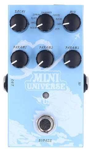 Cryfokt Reverb-Pedal, 9 Digitale Reverb-Effekte, Room Hall Plate Spring Shimmer Cloud Bloom Swell Lofi mit 1/4-Zoll-Mono-Klinkenstecker TS, True Bypass Trail-Funktion, für