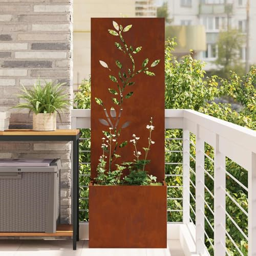 Lumanois Garten Sichtschutz-Leinwand Rostig 50 x 140 cm 11,59 kg | Metallgestell, Wasserabweisend