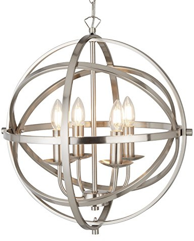Orbit 4Flammiger Käfigrahmen Kugel Pendelleuchte, Satin Silber Satin Silver