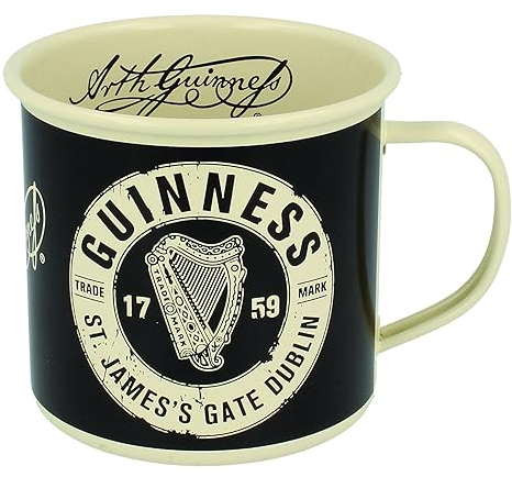 Guinness Emaillebecher mit Trademark Logo - Metall, Tasse, Trinkbecher, 250 ml