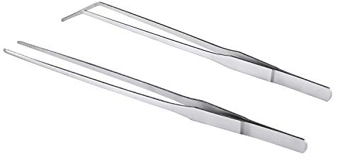 Daimay Aquarium Pinzette Edelstahl, der gerade Pinzette einzieht Aqua Scraping Gebogene Pinzette Set für Aquarienwasserpflanzen Garten Dekoration Haustier Fütterung - 10,6 lang
