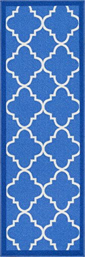 Well Woven 6516-2L Kings Court Brooklyn Trellis Modern Blue Geometric Lattice 2'7 x 12' Runner Indoor/Outdoor Area Rug