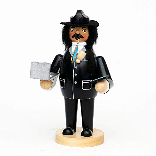 Wichtelstube-Kollektion Holz Räuchermann Räuchermännchen Räucherfigur Geschäftsmann mit Handy & Laptop 11 x 8 x 20 cm