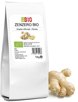 Zenzero polvere Bio 1 Kg - 100% Naturale Gluten free Vegan - Tisane e Spezia da cucina per condimenti - LaborBio