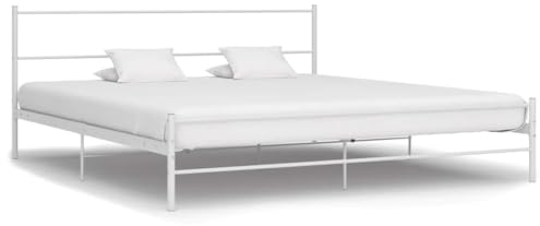 vidaXL Bettgestell Zeitloses Design Metallbett Bett Schlafzimmerbett Doppelbett Schlafzimmermöbel Ehebett Bettrahmen Weiß Metall 180x200cm