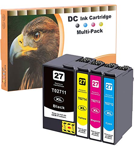 D&C 4 Ersetzt für Epson 27XL 27 Druckerpatronen für Epson Workforce WF-3600 Series, WF-3620 DWF, WF-3620 WF, WF-3640 DTWF, WF-7110 DTW, WF-7600 Series, WF-7610 DWF, WF-7620 DTWF