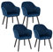 WOLTU Esszimmerstühle 4er Set Küchenstuhl Wohnzimmerstuhl Polsterstuhl Design Stuhl mit Armlehne Samt Massivholz Schwarze Beine Blau BH259bl-4