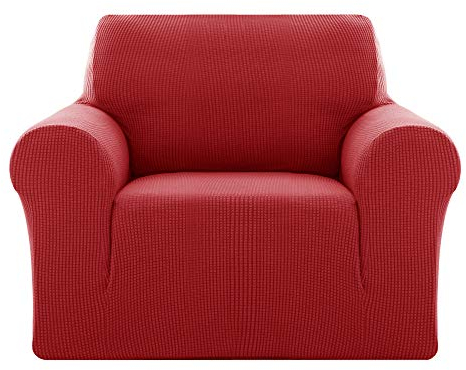 Deconovo Sofabezug Überzug Sofaüberwurf Cover Sesselbezug Sofahusse Sofa Abdeckung Super Elastisch Stretch Jacquard, 1-Sitzer(80-120cm), Rot
