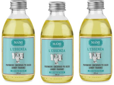 MAMI Milano L'Essenza, Profuma Bucato per Lavatrice, Confezione da 3x200ml - Coccole di Talco