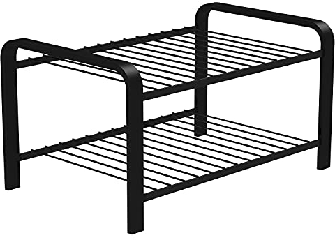 LM 390 Schuhregal aus Öko-Holz - pulverbeschichtetes Schuhregal platzsparend, 470 mm breite, ideal für Schrank , Flurmöbel & für kleine Räume, Schuhorganizer für Schrank & Schränke- Schwarz-holz